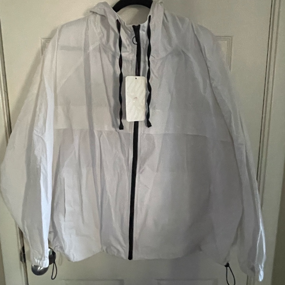 Fabletics White Lightweight Woven Jacket with Black Accents- NWT